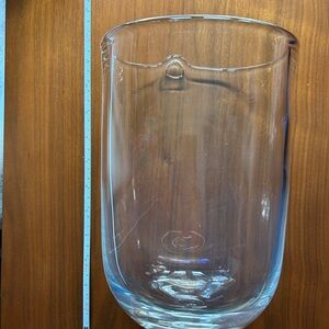 Clear Leaded Blown Glass Vessel w/Hook for hanging, flat bottom & flat back